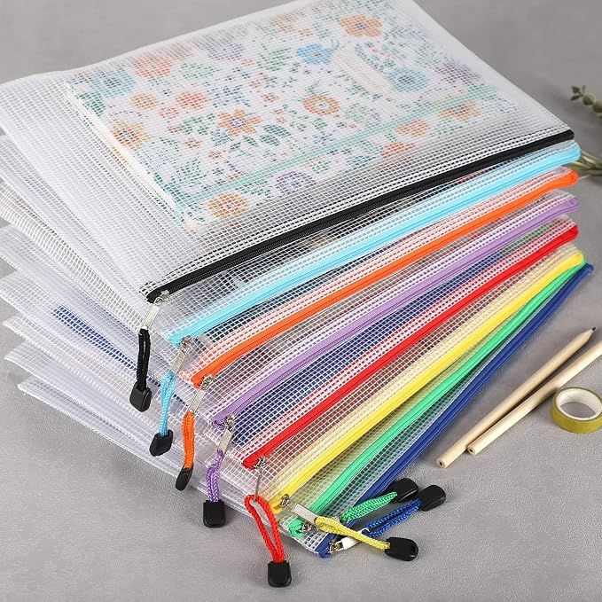 EOOUT 24pcs Mesh Zipper Pouch Bags, for Organizing Storage, Waterproof Zipper Pouches, Letter Size, File Bags for Toys, Puzzle, Board Games - Image 6