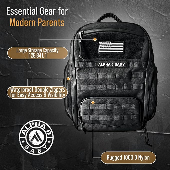 Diaper Changing Backpack | Diaper Bag for Dads w/Changing Pad, Discrete Concealed Pocket for Personal Items - Image 6