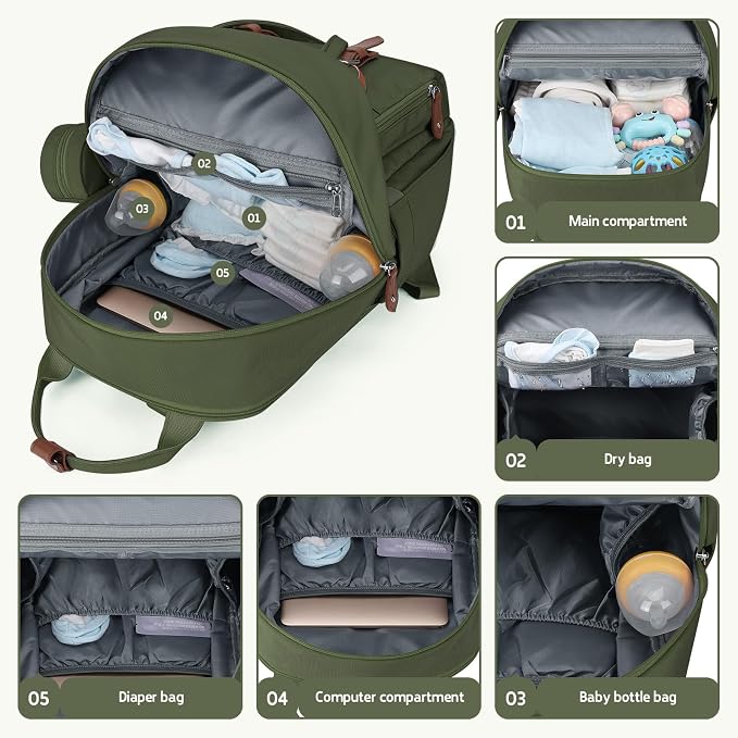 Maelstrom Diaper Backpack, 30L Army Green - Image 4