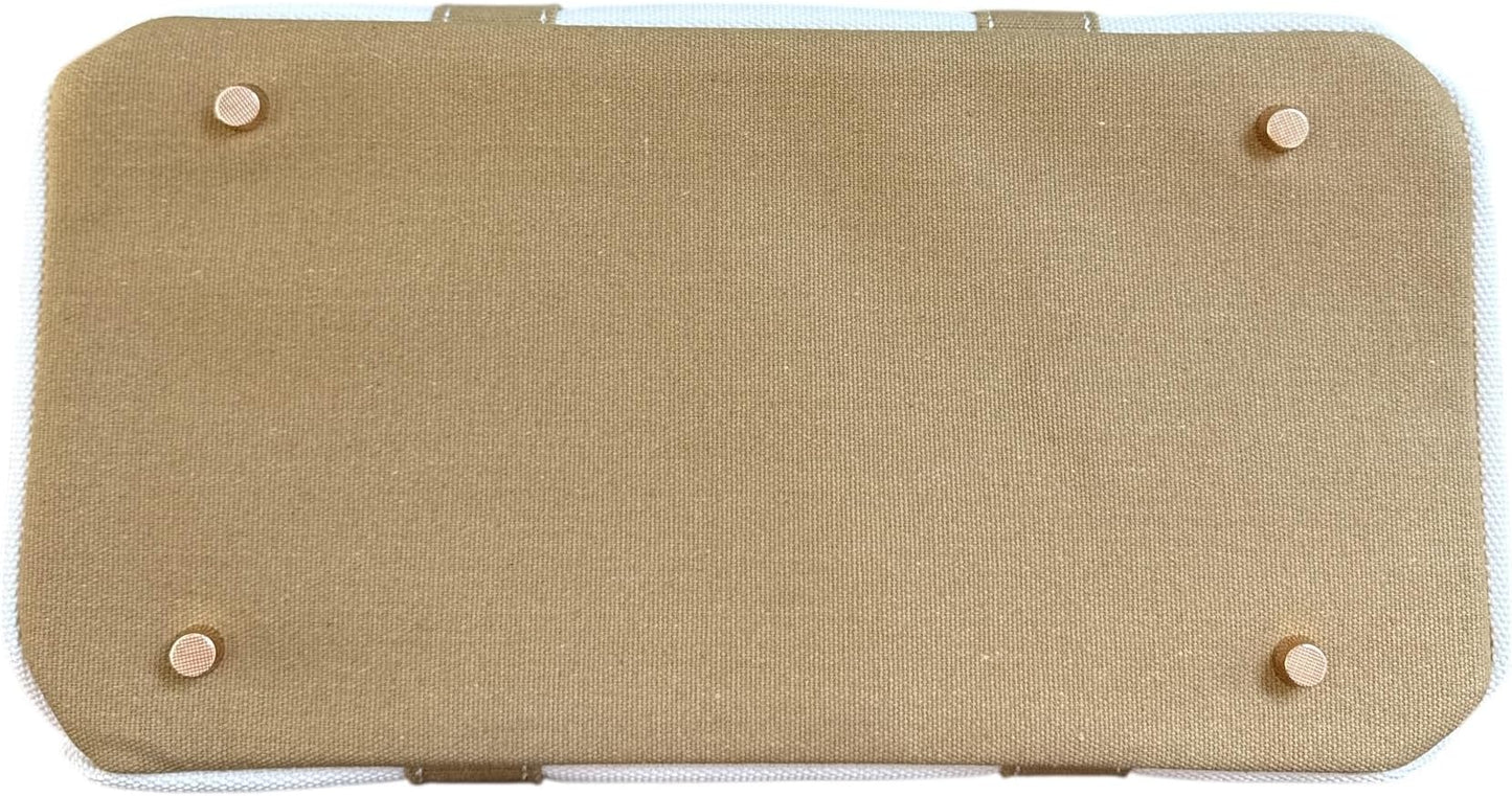 Canvas Tote, 8 Pockets, Distressed Finish, Structured Silhouette(Cream/Beige) - Image 5