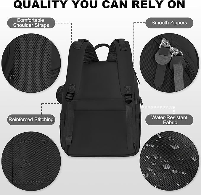 IBVIVIC Diaper Bag Backpack with Portable Changing Pad, Black | Multifunctional Baby Bag for Mom Dad, Large Capacity, Stroller Straps, Insulated Bottle Pockets & Pacifier Case - Image 8