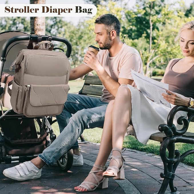 miss fong Diaper Bag Travel Diaper Backpack with Diaper Changing Pad | Large Capacity ,12 Pockets Luggage Sleeve Stroller Straps Convertible Mommy Diaper Backpack for Moms Newborn Essentials - Image 6