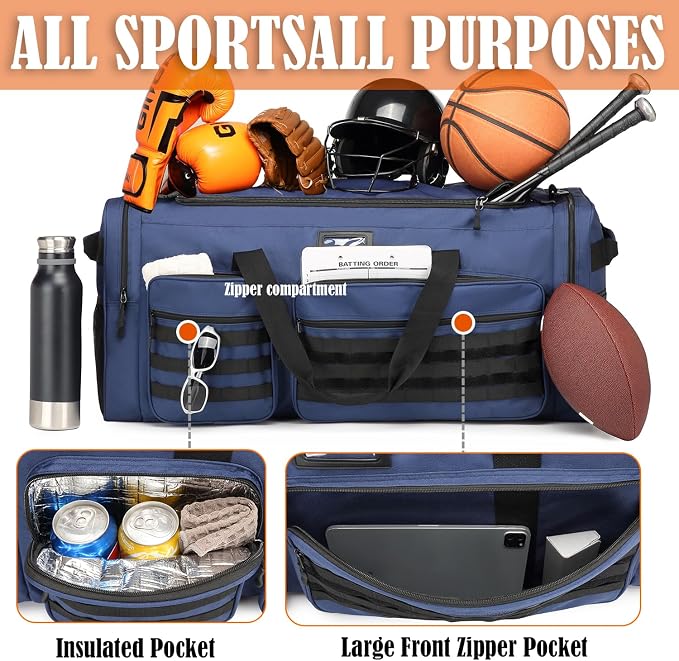 130L Extra Large Duffle Bag for Men, Heavy Duty Large Duffle Bag for Travel | Shoe Compartment, XL Sports Gym Equipment Bag for Hockey Football Baseball Basketball & More - Image 3