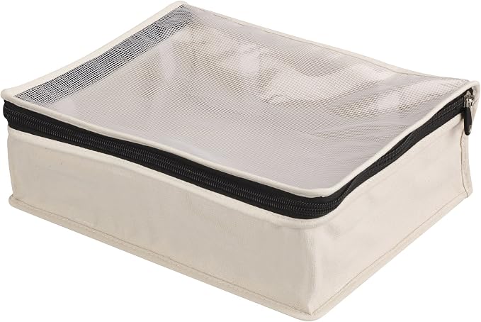 Household Essentials Canvas Sweater Storage Bags, 2-Pack, Breathable Cotton, Under-Bed Zippered Storage with Clear Top Window, Stackable, Cedar Insert Compatible (Not Included), Natural - Image 7