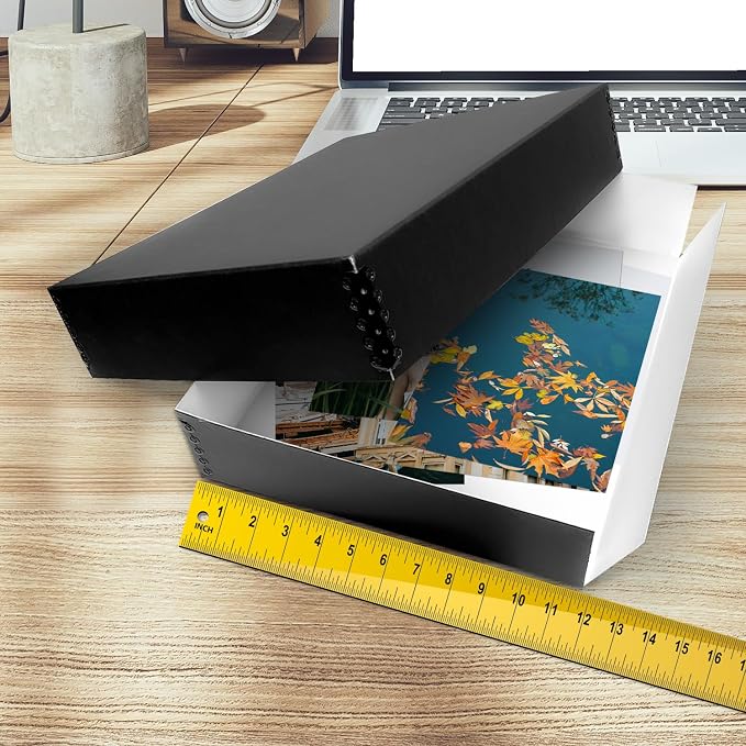 Golden State Art, Drop Front Archival Storage Box, 11.75"x15.25"x3"-Black | Acid-Free 11x14 Museum Photo Storage Box with Metal Edge, Preserve Documents, Prints, Poster, Photographs, Arts And Crafts - Image 4