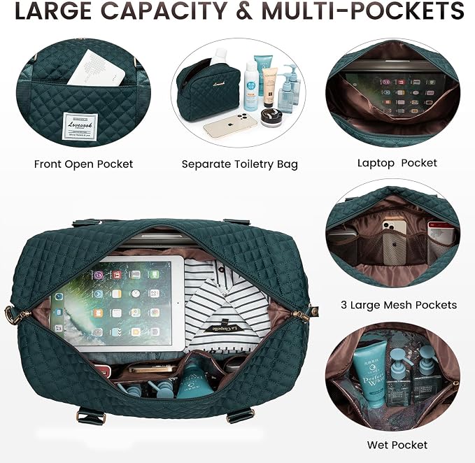 LOVEVOOK Travel Duffle Bag,Weekender Bags for Women with Shoe Compartment，Carry on Overnight Bag with Toiletry Bag,Gym Duffel Bag with Wet Pocket, Hospital Bags for Labor and Delivery - Image 3