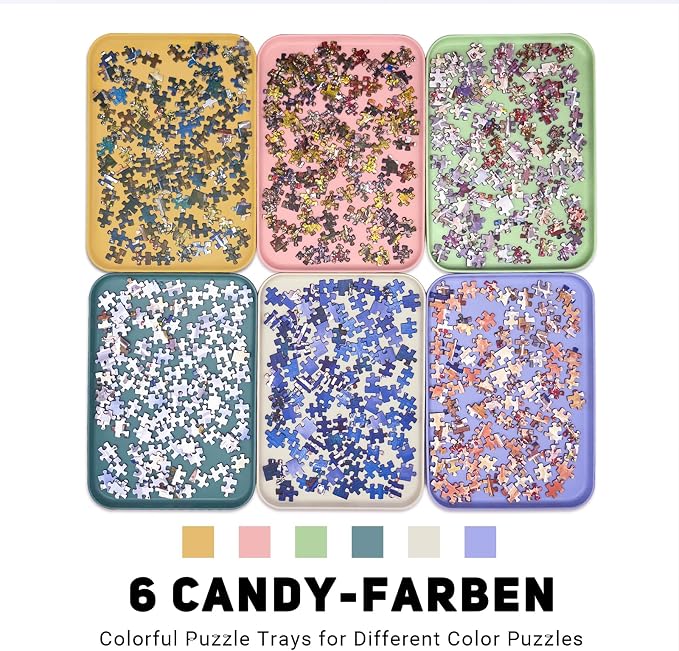 Nariolar 12" x 8.7" Puzzle Sorting Trays Stackable | 6-Pack Puzzle Trays for Sorting 1000/1500/2000 Pieces - Image 4