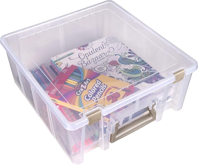 ArtBin 6990ZZ Super Satchel Double Deep 3-Pack, Portable Art & Craft Organizers with Handles, [3] Plastic Storage Cases, Clear & Gold - Image 9