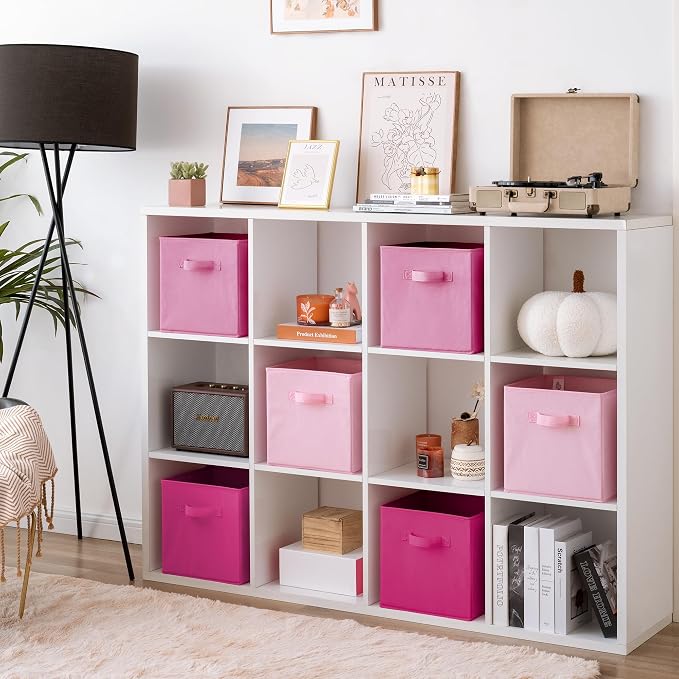 GRANNY SAYS 11x11 Cube Storage Bins, Cube Organizers, Pink Gradient, 6-Pack | Collapsible Storage Boxes with Thickened Base Plate, Sturdy Handles, Decorative Baskets for Shelves, Closet - Image 2
