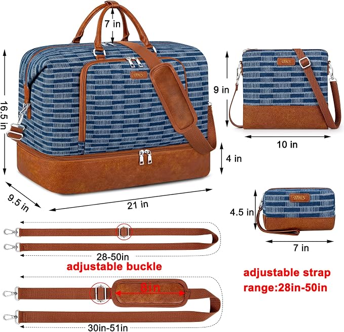 TIBES Travel Weekender Bag for Women, Overnight Bag with Shoe Compartment | 3PCS Large Travel Duffel Bag for Gym, Travel, Hospital, Business Trip, Carry On Tote, Wet & Dry Separation, Water Resistant - Image 6