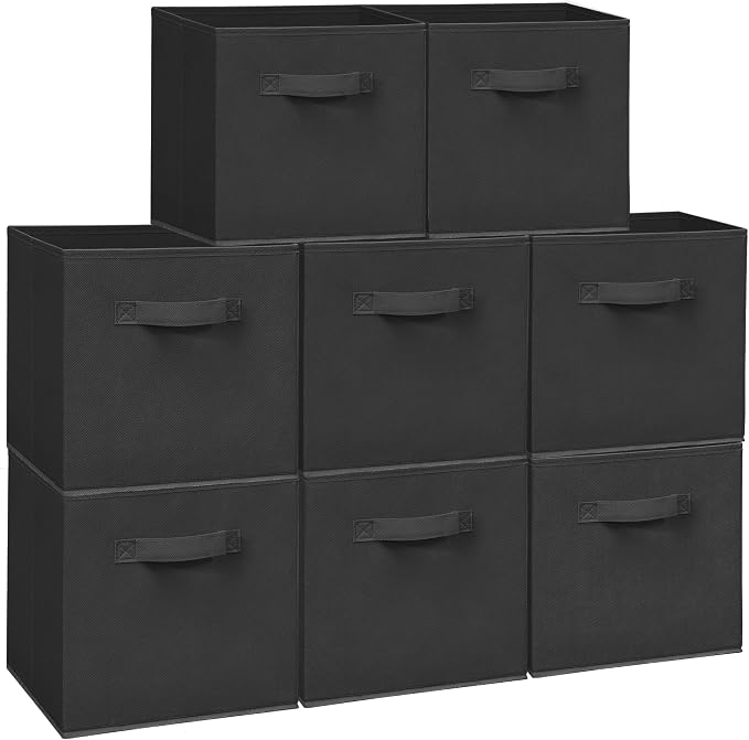 Easi Storage Cubes, 11 Inch Storage Bins, Set of 8, Foldable Fabric Cube Storage Organizer With Handles, Closet Cube Storage Bins, Collapsible Cubby Storage Organizer for Shelves,Offices, Black by Unknown