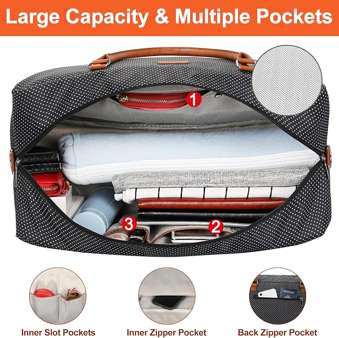 Weekender Bags for Women, 21" Travel Duffle Bag with Shoe Compartment | 3PCS Carry On Overnight Large Duffel Bag with Crossbody Bag and Toiletry Bag for Weekend Travel Gym Hospital Business Trip - Image 5