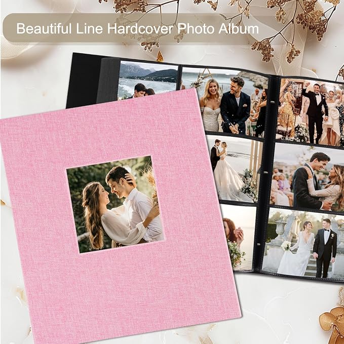 Photo Album 6x4 1000 Pockets Slip in Large Capacity Album for Family Wedding Anniversary Linen Album Book Holds 1000 Horizontal and Vertical 10x15cm Photos(1000 Pockets, Pink) - Image 3