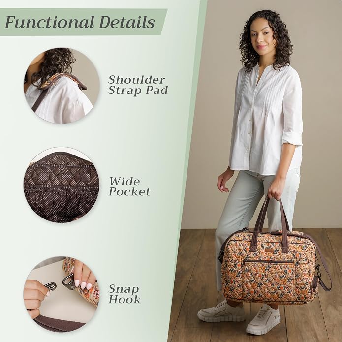 Maison d' Hermine Weekender Bags for Women Cotton Quilted Duffel Overnight Luggage Weekend Bag for Men Gym Gifts Travel | Overnight Luggage Weekend Bag for Men Gym Sports Gifts Duffle bag Business Travellers Trip Spring Summer - Image 4