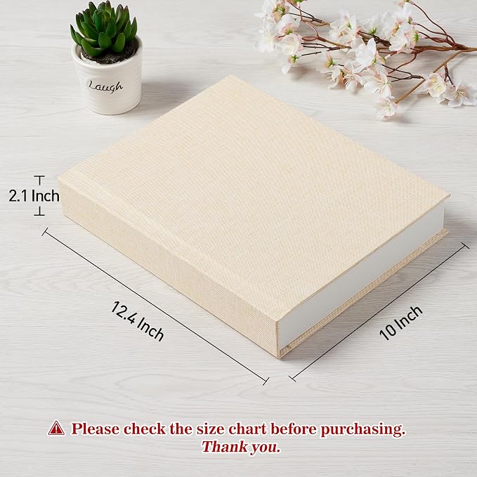 Pssoss 8x10 Photo Album with Writing Space, Linen Cover, 30 Photos, Beige | High-GSM writable pages with easy slip-in pockets for weddings, baby photos, family memories, travel, and anniversaries. - Image 2