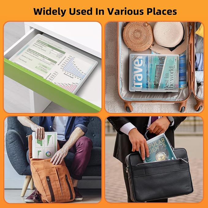 Moon Magpie 5 Pack A4 File Paper Storage and Organizer Box, Clear Scrapbook Office Document Holder Plastic Storage Container with Hing Lids Portable Project Case for Magazine File and School Supplies - Image 6