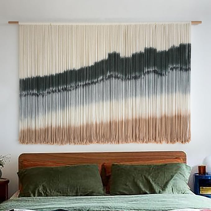 Macrame Wall Hanging Dip Dyed Large Wall Tapestry Woven Art 57''W*35''L | Home Decor, Wall Art, Room Accent, Living Room Style, Bedroom Wall Accent, Bohemian Design, Farmhouse Style - Image 4