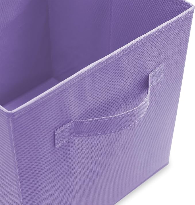 Casafield Set of 12 Collapsible Fabric Cube Storage Bins, Lavender - 11" Foldable Cloth Baskets for Shelves, Cubby Organizers & More - Image 3