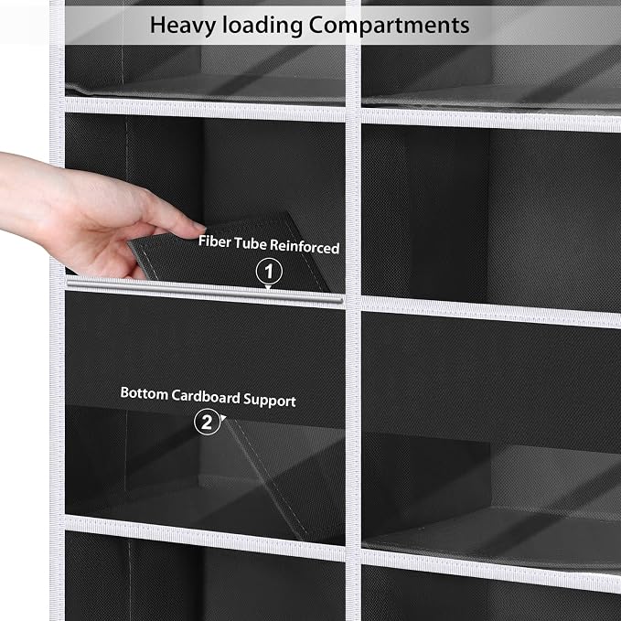 Univivi Upgraded Over the Door Organizer for Baby Nursery, Black, 5-Shelf | Fabric Door Organizer with Clear Window Deep Pockets, Over Door Hanging Organizer for Baby Essential, Bedroom, and Dorm - Image 5