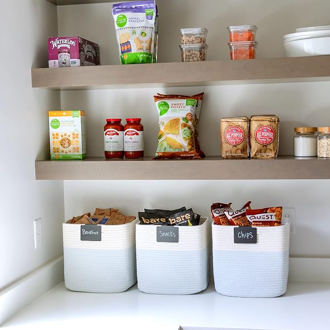 NaturalCozy Storage Cubes 11 Inch Cotton Rope Woven Baskets for Organizing, 3-Pack | Cube Storage Bin | Square Storage Baskets for Shelves Organizer, Classroom, Kids Toy Bins, Closet, Baby Nursery - Image 7
