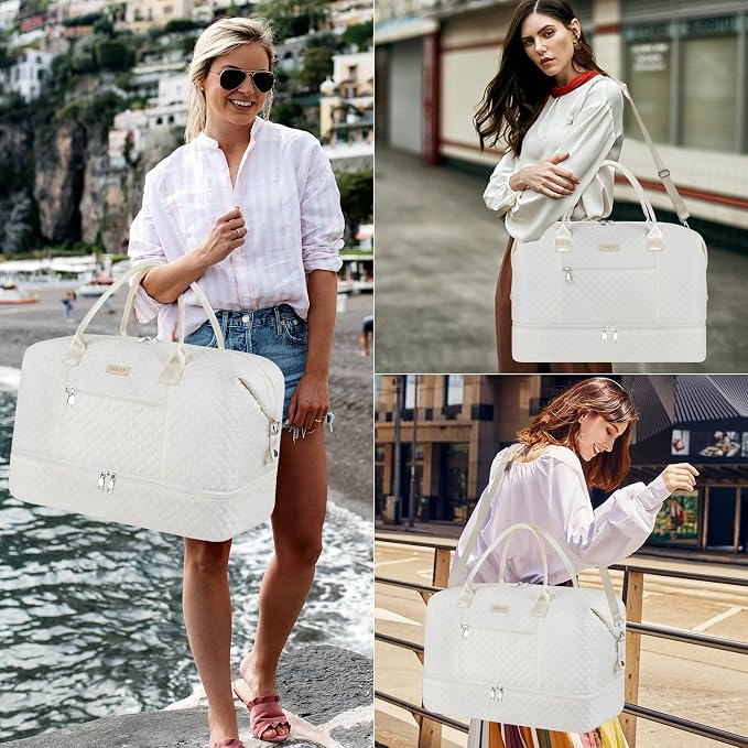ITIEZY Weekender Bag for Women 21.5" Travel Duffel Large Carry On Bag 3PCS | Nylon Duffel Bag with Waterproof Shoe Compartment, Crossbody Bag and Toiletry Bag, Travel Weekend Hospital Overnight Gym Bag - Image 6