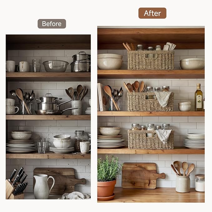 StorageWorks Wicker Storage Baskets for Shelves, Seagrass Basket, 1-Pack | Large Wicker Baskets for Organizing, Seagrass Storage Baskets, Seagrass Baskets for Storage, Woven Basket for Storage - Image 6