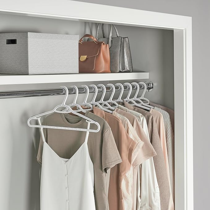 Neatfreak Slim Non Slip Hangers - Space Saving Set of 10 With Lingerie Hooks and Pants/Accessories Bar - Patented W Frame White Plastic Hangers - Image 4