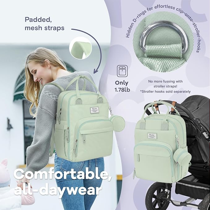 RUVALINO Baby Diaper Bag Backpack with Changing Pad, Baby Shower Gifts | Baby Essentials, Waterproof Travel Baby Bags for Mom Dad Girl Boy, Insulated Bottle Holders, Pacifier Case, Large Capacity - Image 5