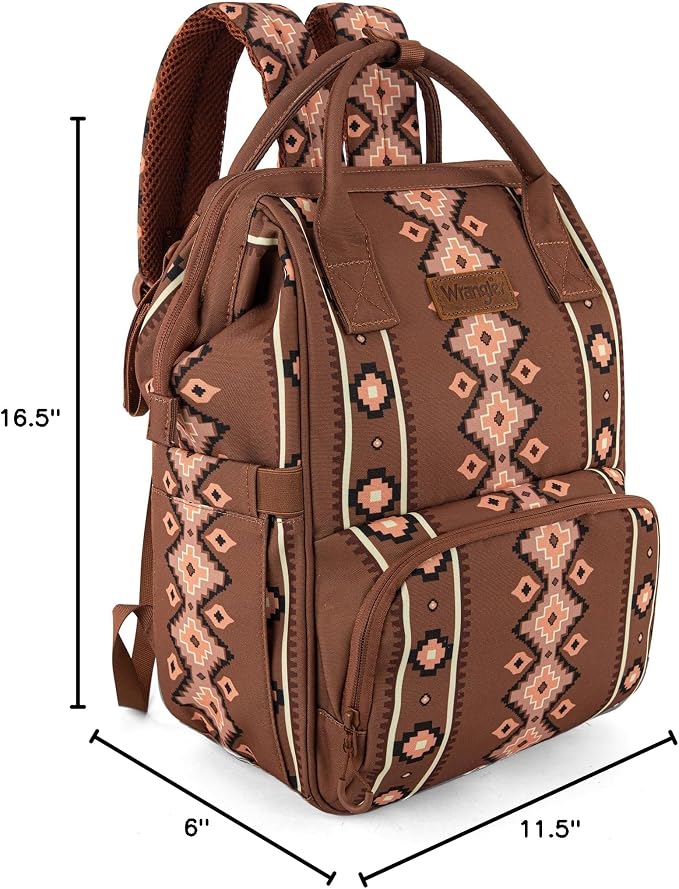 Wrangler Aztec Backpack Organized Daypack Travel Baby Bag with Stroller Strap and Side Bottle Pockets WG2204-9110CM - Image 7