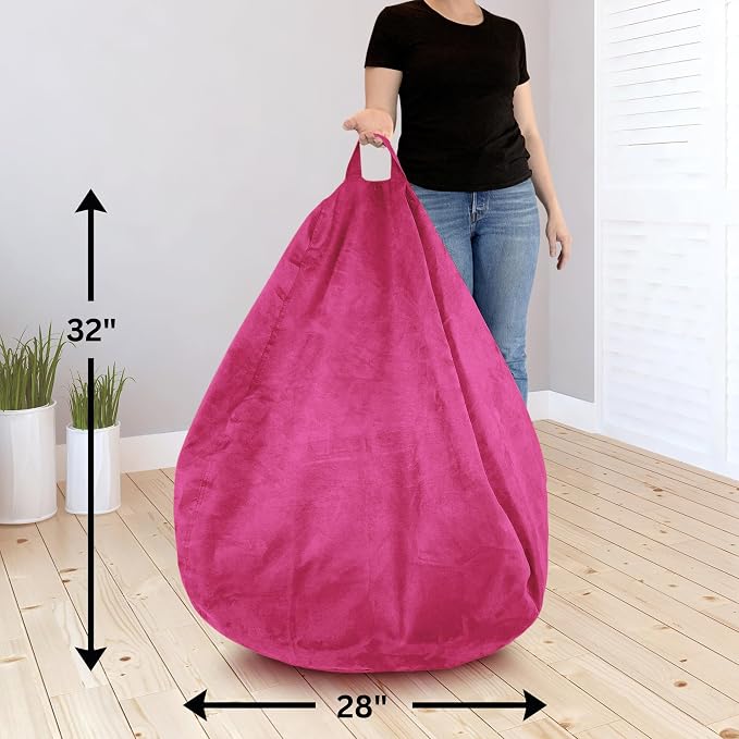 Bean Bag Stuffed Animal Storage Chair Cover (No Filler) for Kids and Adults. Extra Large Bird's Nest Beanbag Memory Foam Soft Premium (Pink, 2.5 ft (Cover Only)) - Image 3