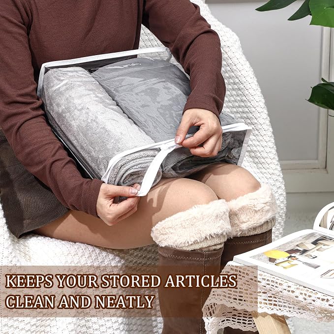 Kingdder 16 Pcs Clear Zippered Storage Bags Plastic Sweater Bag with Zipper | 12 x 12 x 4 Inch Vinyl Sheet Organizer and Storage for Clothing Blankets Sheet Linen Bed Pillow Cube Organizer - Image 4