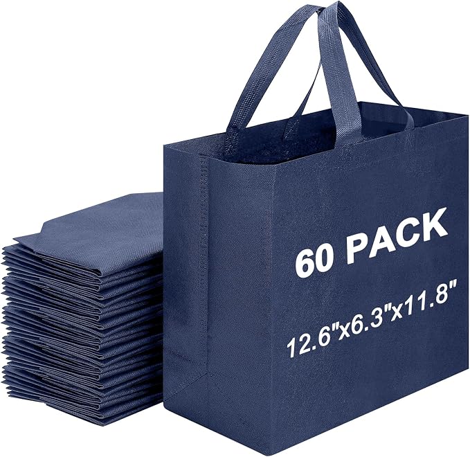 Reusable Grocery Bags 12.6 * 6.3 * 11.8 in - Non Woven Totes Bag with Reinforced Handles, Shopping Bags Bulk by Unknown