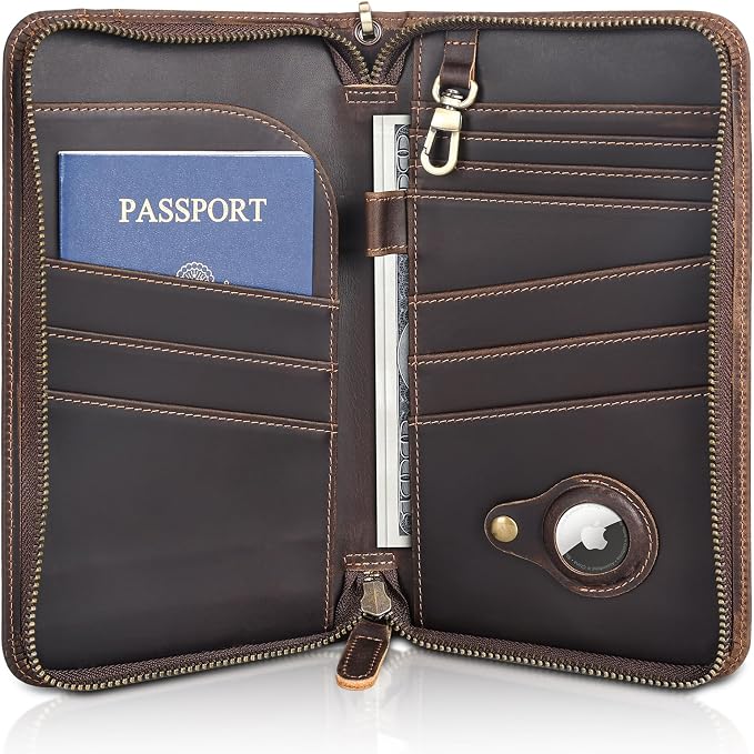 Polare Full Grain Leather Family Travel Passport Wallet and Documents Organizer RFID Blocking Case Holder Fits 6 Passports for Men and Women by polareoriginal