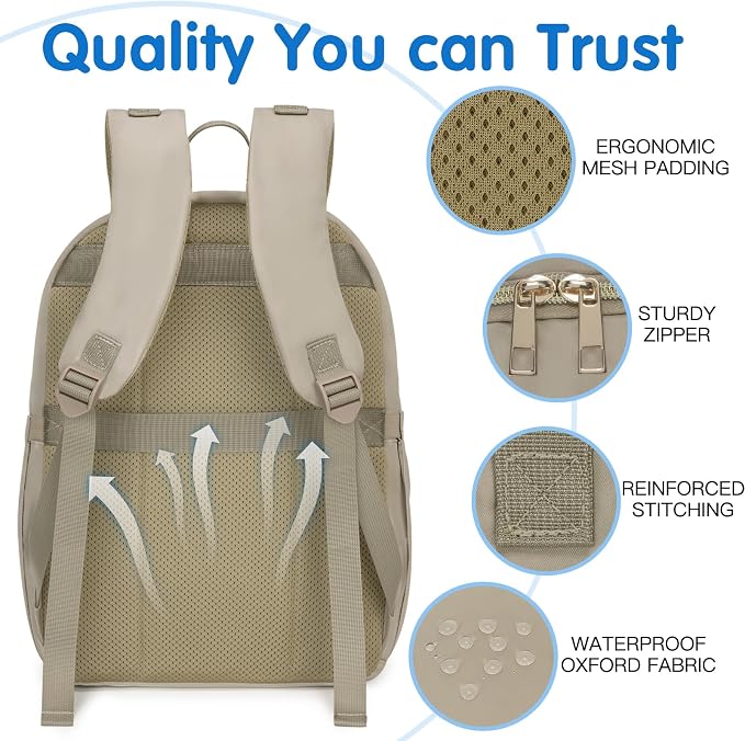 Baby Diaper Bag Backpack, Waterproof Diaper Backpack for Mom & Dad with Changing Pad, Insulated Pockets and Stroller Straps, Baby Shower Gifts for Girls & Boys, Brown Taupe - Image 4