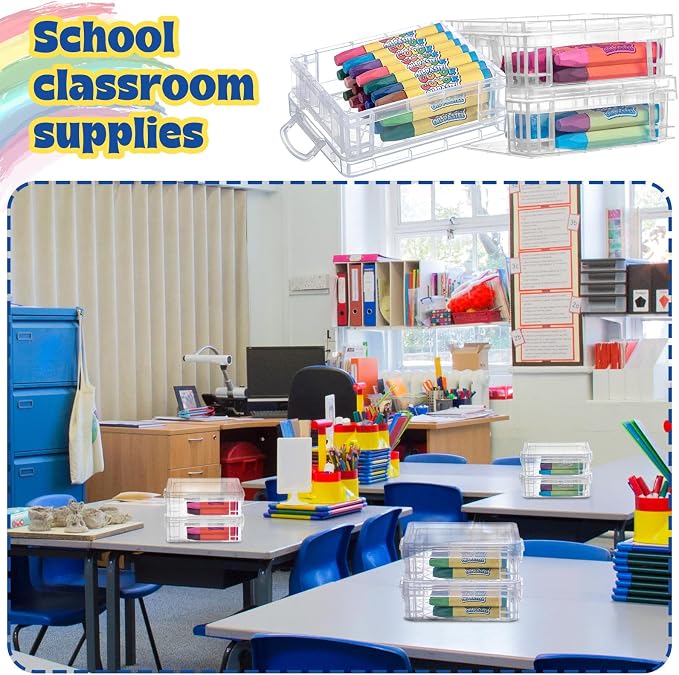Suzile 70 Pcs Plastic Crayon Box with Lid Clear Crayon Organizer Stackable Storage Containers Bulk Pastel Holder Case for Office School Classroom Supplies Pen Pencil Art Crafts - Image 5