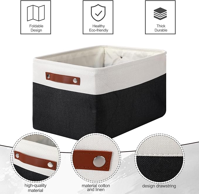 Uiifan 8 Pack 16 x 12 x 10 Inch Large Storage Baskets Collapsible Fabric Storage Cubes Bins with Handles for Shelves Closets Nursery Home Clothes Toys Organizers, Black - Image 5