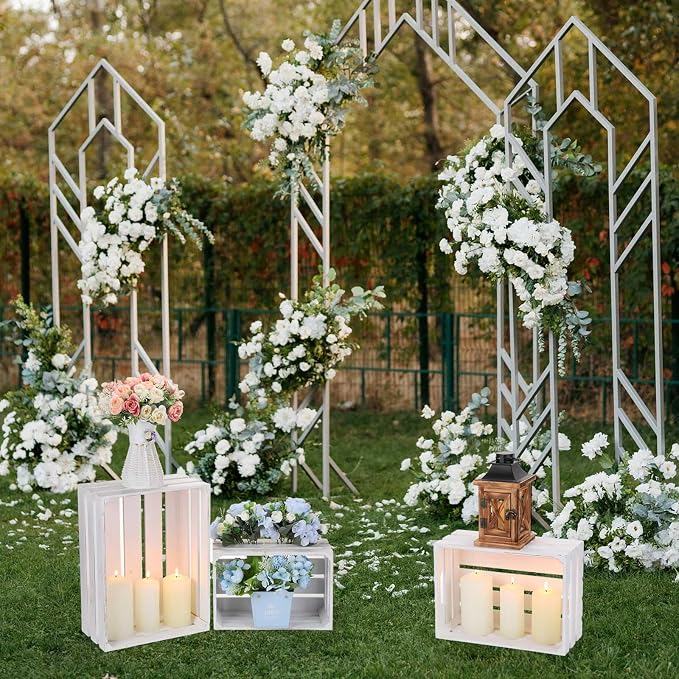 Soaoo 5 Pcs Decorative Nesting Wooden Crates for Storage Display 5 Size Large Small Rustic Wood Decorative Storage Crates with Handle Farmhouse Crate Box Container Made from Pine(Painted White) - Image 6