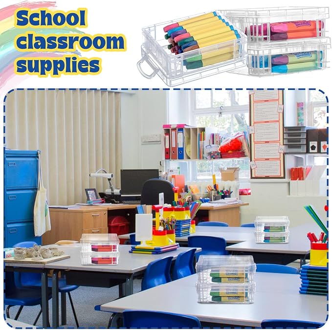 Suzile 80 Pcs Plastic Crayon Box with Lid Clear Crayon Organizer Stackable Storage Containers Bulk Pastel Holder Case for Office School Classroom Supplies Pen Pencil Art Crafts - Image 5