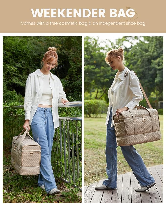 LOVEVOOK Large Travel Duffle Bag, Weekender Bags for Women With Shoe Compartment, Overnight Hospital Bag For Women Labor Delivery, Carry on Bag Personal Item Travel Bag, Yoga Gym Duffel Bag - Image 5