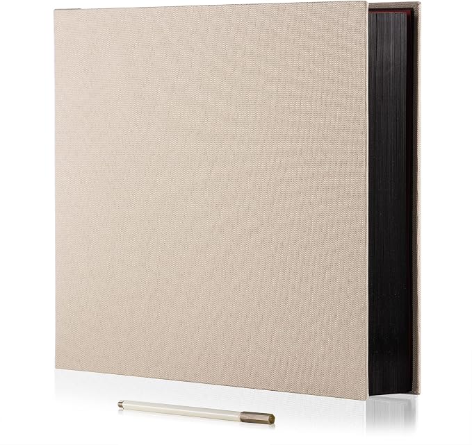 Large Photo Album Self Adhesive for 4x6 8x10 Magnetic Scrapbook Album DIY 60 Black Sticky Pages Linen Cover Photo Album(Beige) by HoneyTolly
