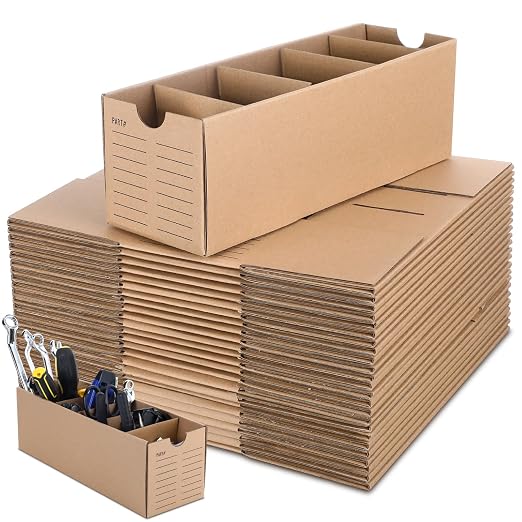 Teenyyou 30 Sets Cardboard Parts Bins Boxes Kraft Cardboard Storage Bins with Dividers for Parts Shelves Stem Project Online Store Inventory Organized(Brown,12 x 4 x 4 Inches) by Teenyyou
