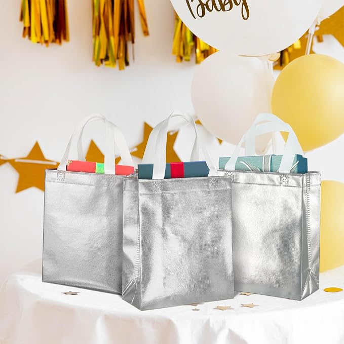 BLEWINDZ 100 Medium Reusable Gift Bags with Handles - Ideal Party Favors & Shopping Bags (10 Colors) - Image 3