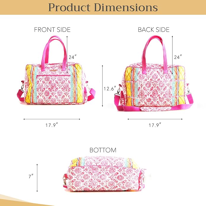 Maison d' Hermine Weekender Bags for Women Cotton Quilted Duffel Overnight Luggage Weekend Bag for Men Gym Gifts Travel | Overnight Luggage Weekend Bag for Men Gym Sports Gifts Duffle bag Business Travellers Trip Spring Summer - Image 6