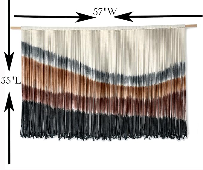 Macrame Wall Hanging Boho Wall Decor Large-Scale Tie-Dye Tapestry 57"W*35"L | Handmade Yarn Art, Fiber Wall Hanging, Large Wall Decor, Boho Style, for Living Room Bedroom Decor, Bohemian Home - Image 5