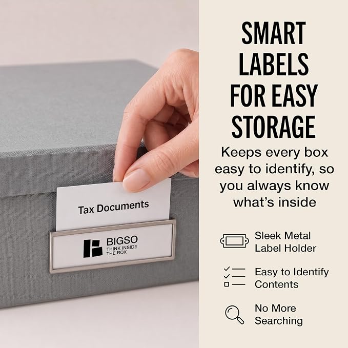 Bigso Oskar Fiberboard Label Frame Document Letter Box | Grey - Image 6