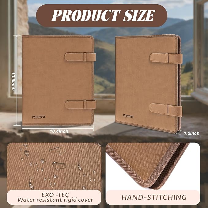 Plinyvel Brown Leather Sketchbook Cover 9x12, Travel Drawing Portfolio | Portable sketch kit organizer, pencil holder, Fits 9x12 Sketch Book, Spiral Pad, Compact artist storage case - Image 3