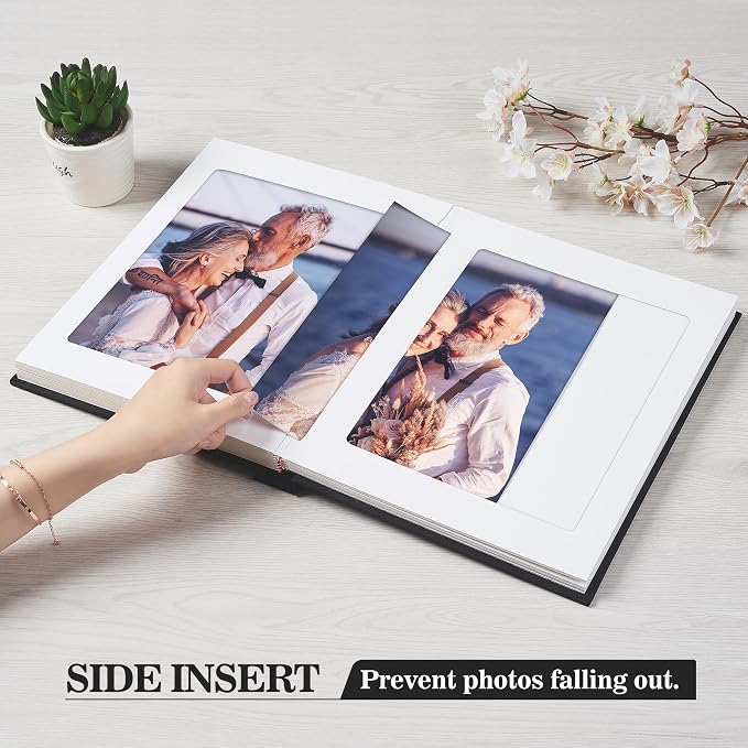 Pssoss 8x10 Photo Album with Writing Space, Linen Cover, 30 Photos | High-GSM writable pages with easy slip-in pockets for weddings, baby photos, family memories, travel, and anniversaries. - Image 3
