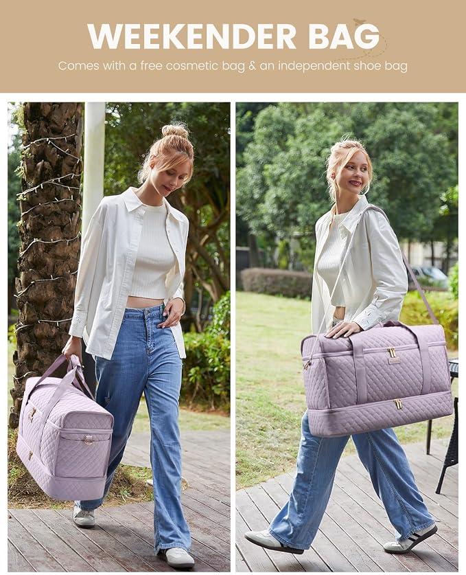 LOVEVOOK Large Travel Duffle Bag, Weekender Bags for Women With Shoe Compartment, Overnight Hospital Bag For Women Labor Delivery, Carry on Bag Personal Item Travel Bag, Yoga Gym Duffel Bag - Image 5