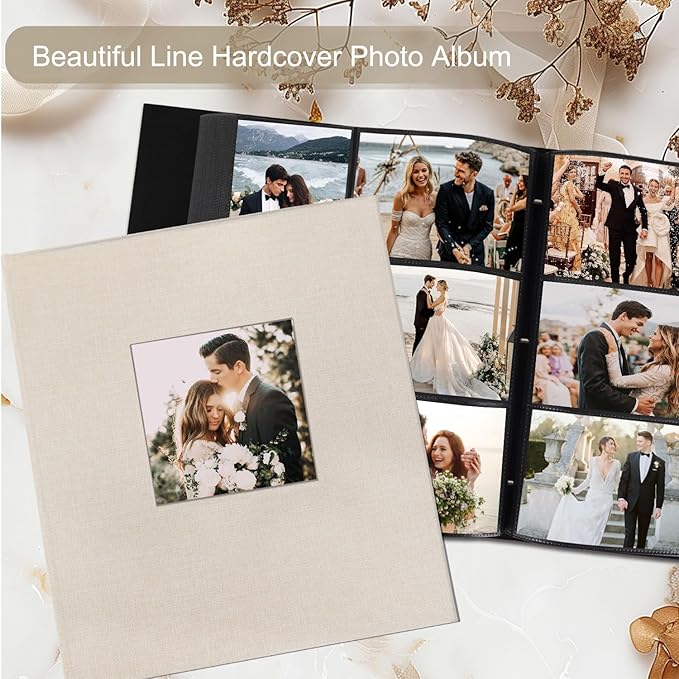 Photo Album 6x4 1000 Pockets Slip in Large Capacity Album for Family Wedding Anniversary Linen Album Book Holds 1000 Horizontal and Vertical 10x15cm Photos(1000 Pockets, Beige) - Image 3