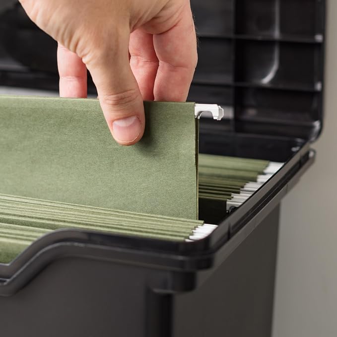 IRIS USA File Box Organizer with Lid, Letter File, Portable Handle, Black | Carry letter size files, documents and paperwork with a portable handle and secure lid for organized storage on the go - Image 6